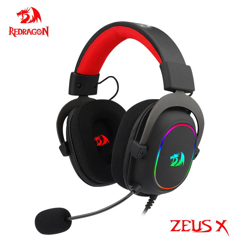 Fone Headset Redragon ZEUS X H510 com LED RGB com Fio - Microfone Som surround 7.1 para PC Xbox PS